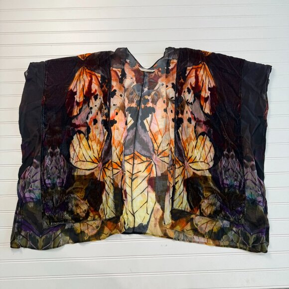 Soft Surroundings Silk Blend Velvet Butterfly Print Open Front Kimono OSFM E17 - Picture 1 of 6